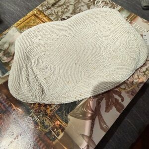 Saks Fifth Avenue Ivory Beaded Evening Bag